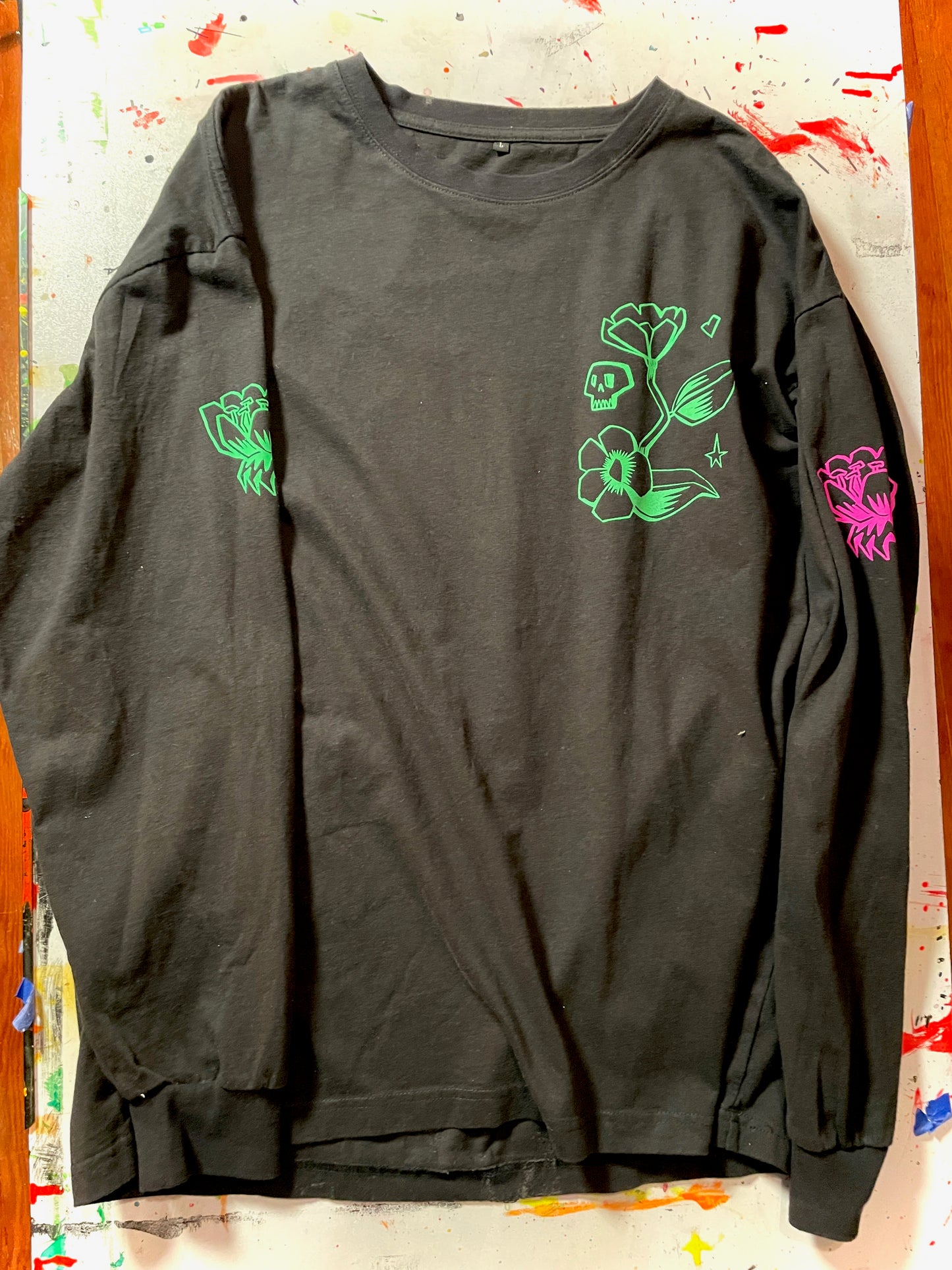 Large Long Sleeve - Fluorescent Flowers