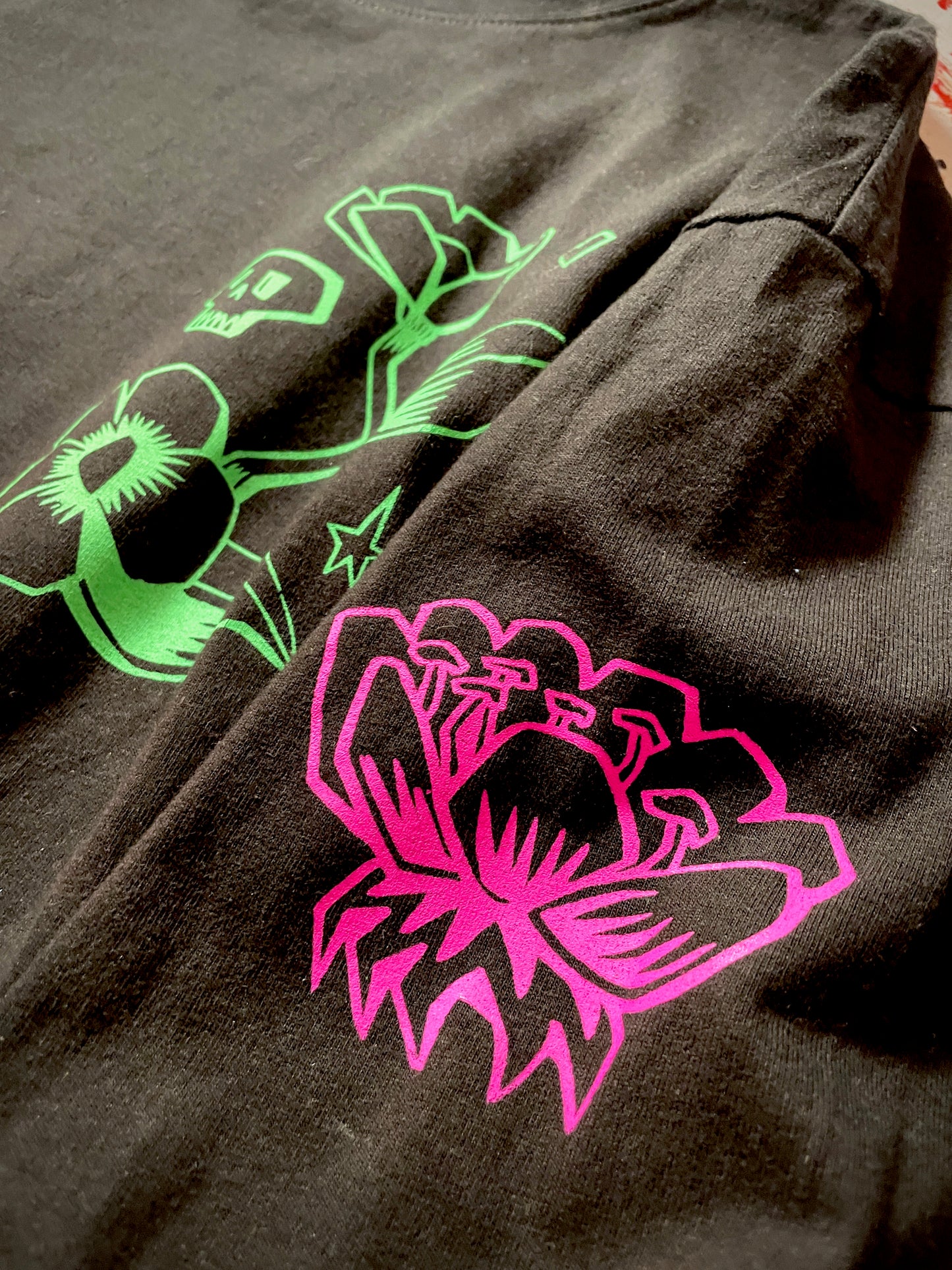 Large Long Sleeve - Fluorescent Flowers